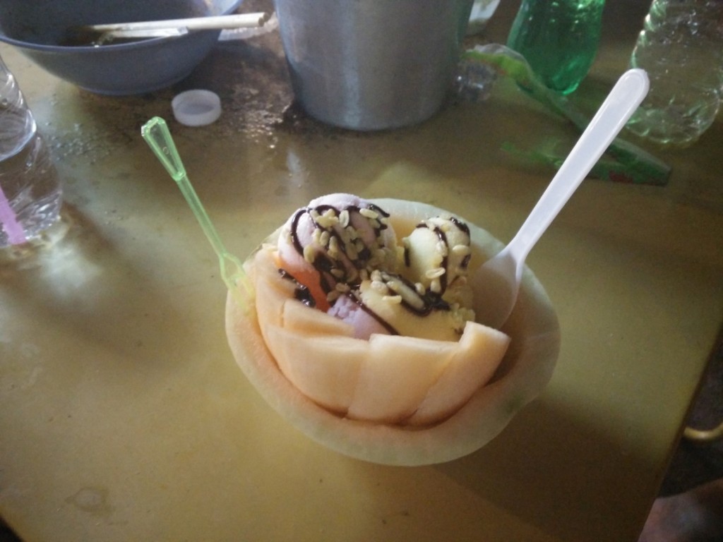 Ice cream I got in a melon.