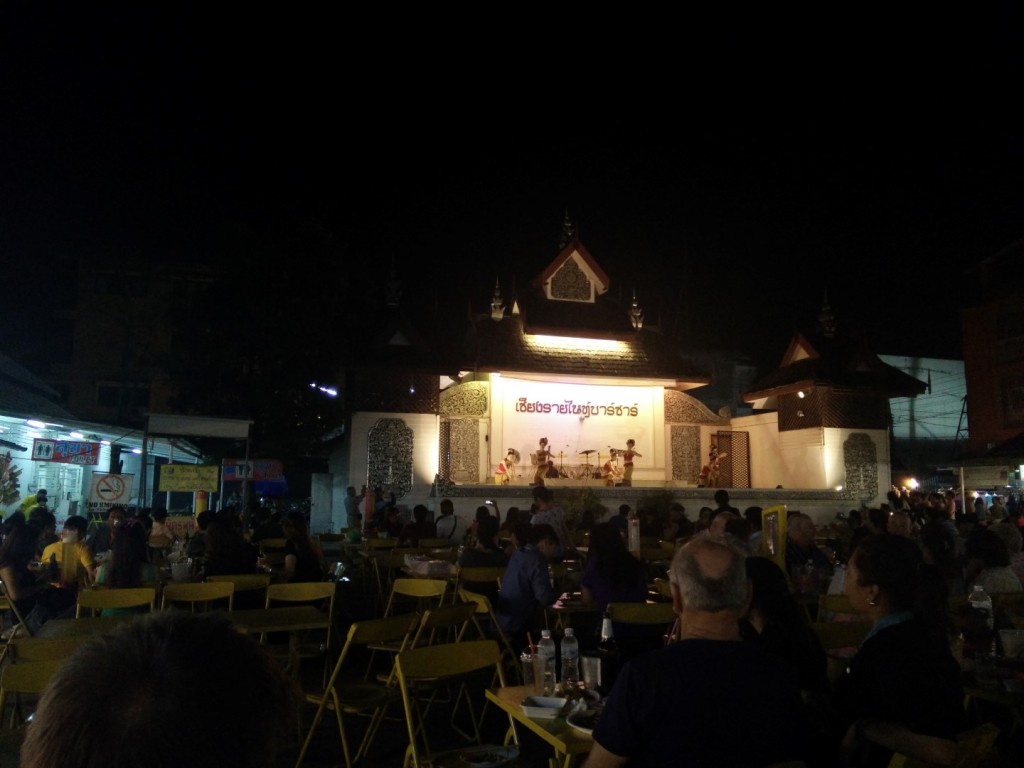 The podium at the food corner at the night bazaar.