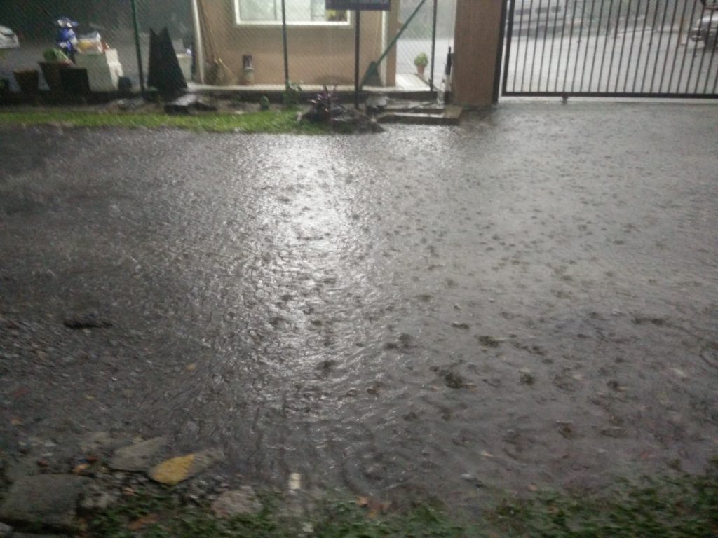 The natural process of a road evolving into a river.