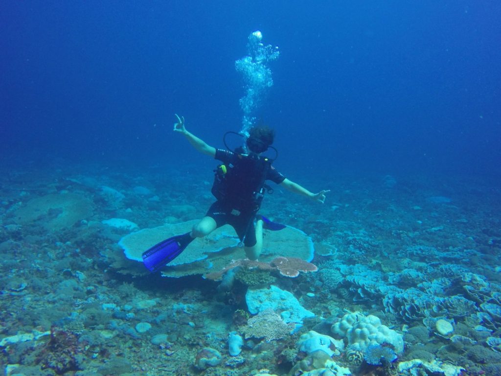 Goofing under water.