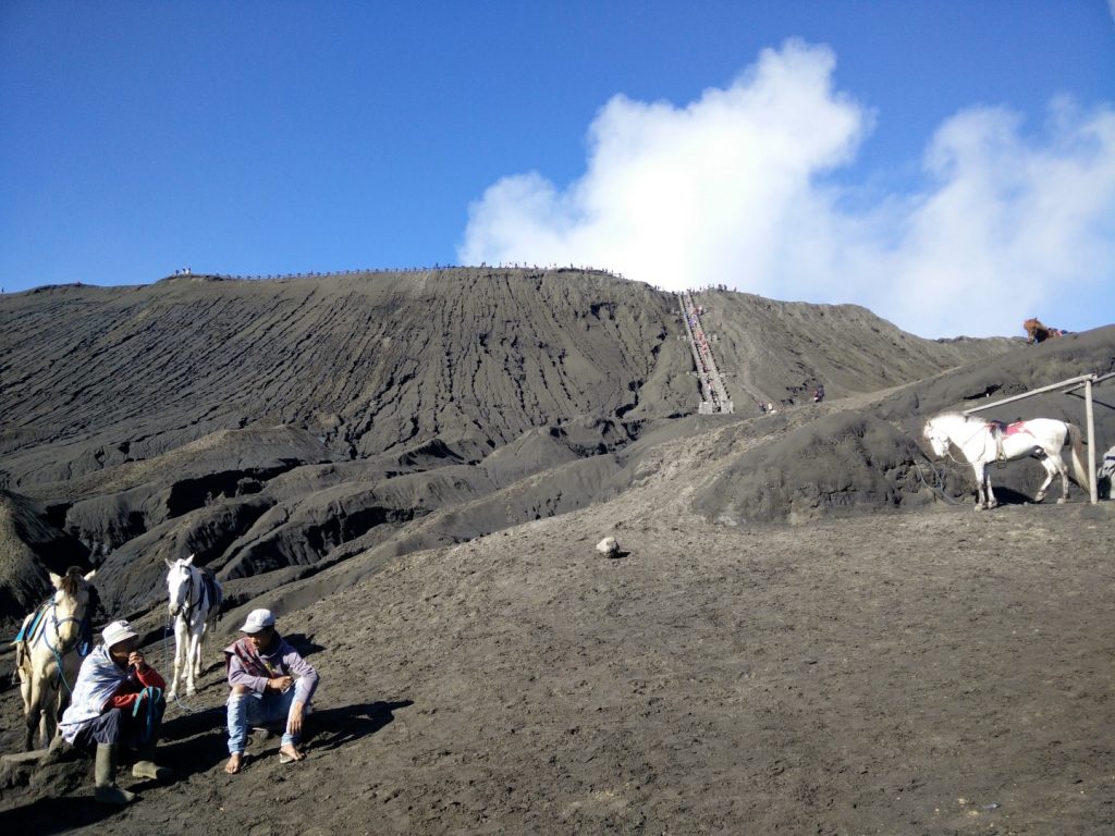 The stairs towards the top of Bromo.