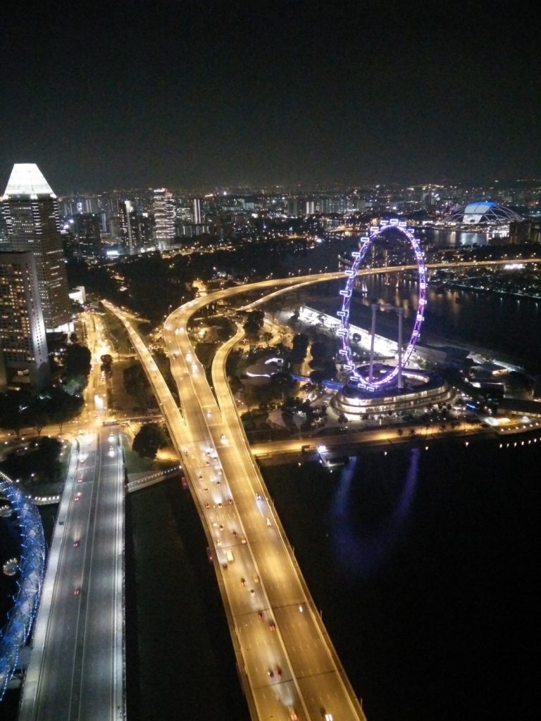 View of Singapore's ferris wheel from up top. 