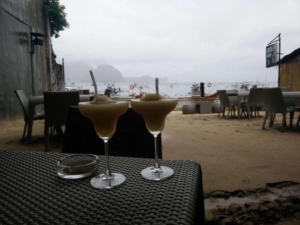 Cocktails on a rainy day.