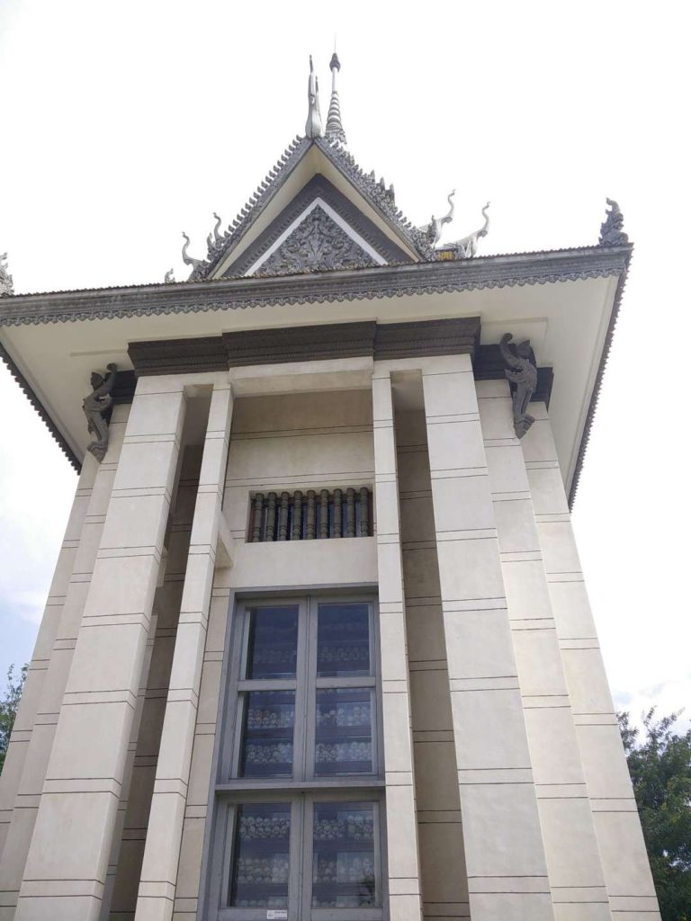 The remembrance stupa, full Khmer Rouge victims' skulls.